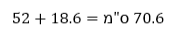 חמישים ושתיים ועוד שמונה עשרה נקודה שש שווה שבעים נקודה שש סנטימטר